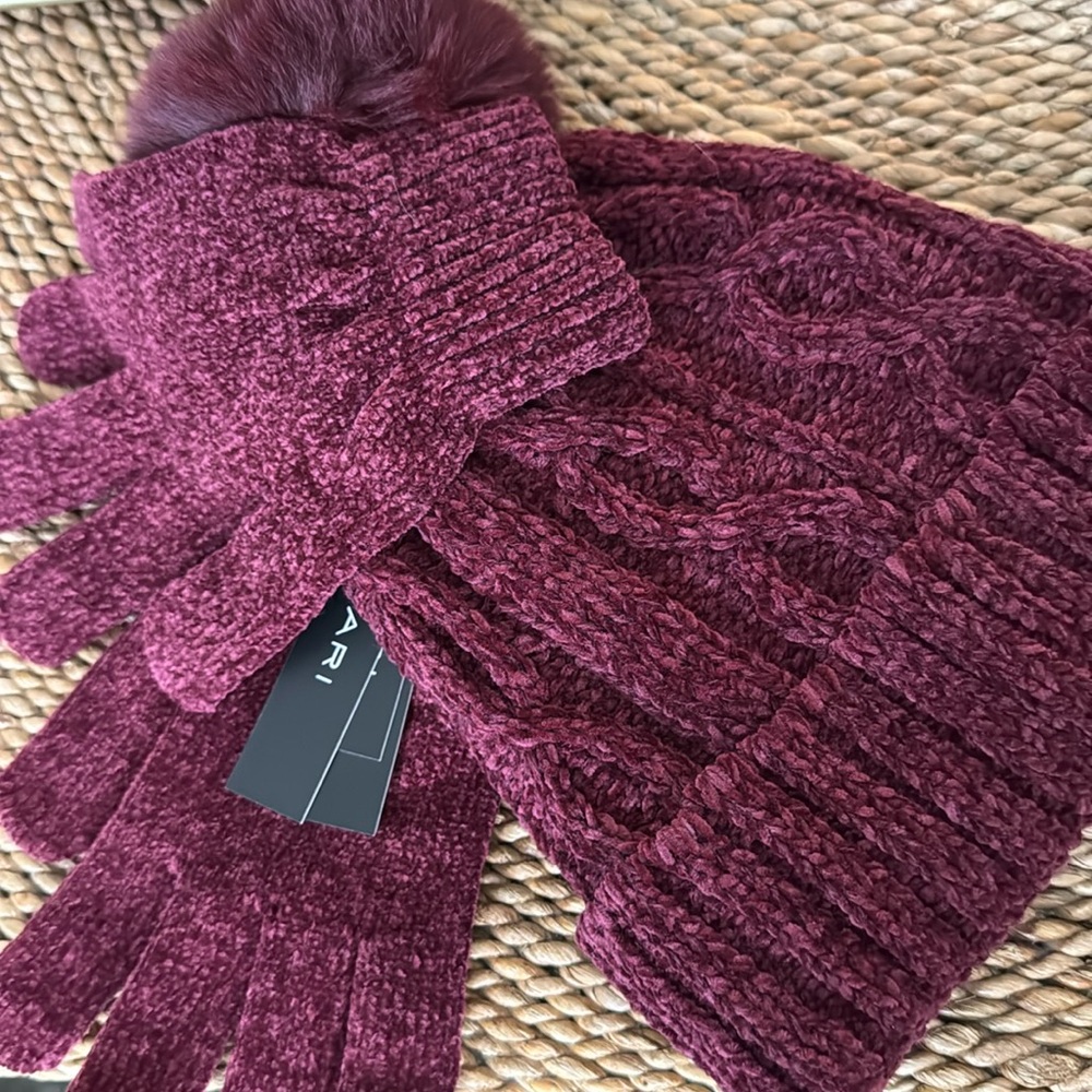 Tahari Beanie and Gloves Set